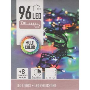 LED reťaz 96 LED farebná na batérie - 7 m