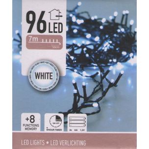LED reťaz 96 LED studená biela na batérie - 7 m