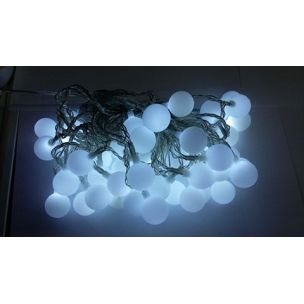 LED-50 - vianočná reťaz studená biela - 50 ks - 9,8 m guličky