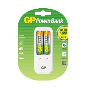 Nabíjačka GP PowerBank - PB410 + 2ks AA aku batérie 1300 mAh NiMH