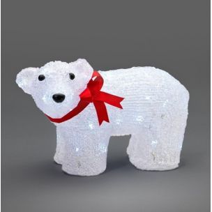 Medveď biely s mašľou 40 LED
