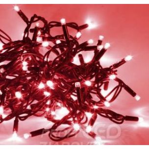 Vianočná led svetelná reťaz vnútorná - 100led - 4,95m červená